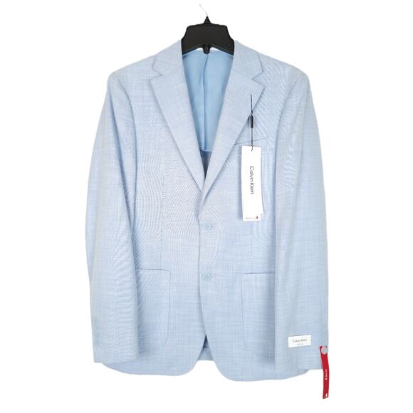 Calvin Klein Men's Slim-Fit Stretch Sport Coat Blazer Heather Light Blue 38R NWT - Picture 1 of 7
